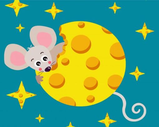 Mouse Eating Cheese Moon Paint By Numbers