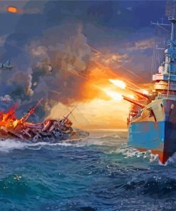 Naval Battle Warships Art Paint By Number