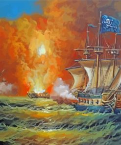 Pirate Ships In Battle Fighting Paint By Numbers