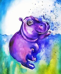 Purple Baby Hippo Paint By Numbers