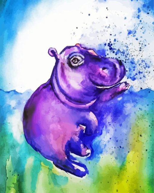 Purple Baby Hippo Paint By Numbers