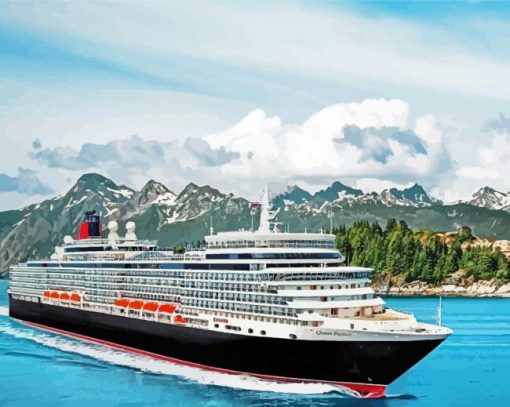 Queen Elizabeth Cruise Ship Landscape Paint By Numbers