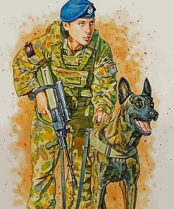 RAAF Soldier With Dog Paint By Number