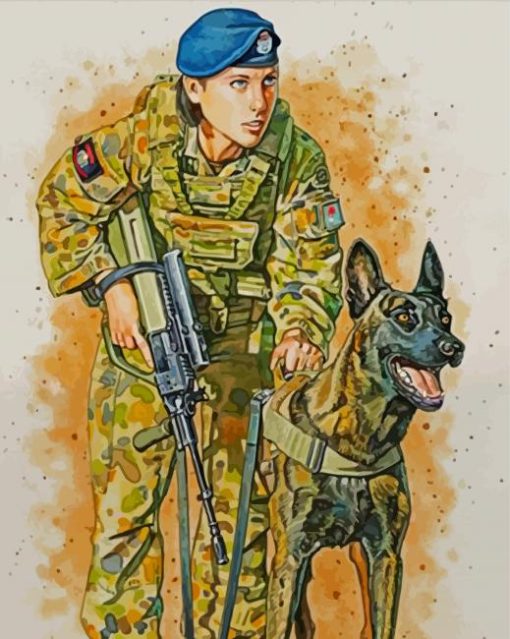 RAAF Soldier With Dog Paint By Number