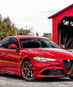 Red Alfa Romeo Giulia Car Paint By Number