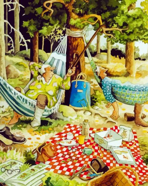 Relaxing Old Women On Hammock Paint By Numbers