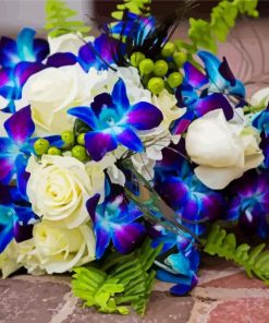 Roses And Blue Orchids Paint By Numbers