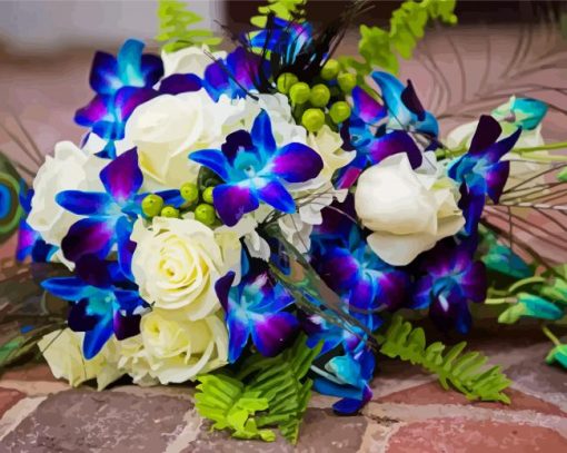 Roses And Blue Orchids Paint By Numbers