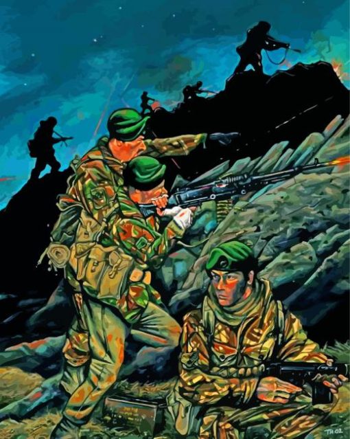 Royal Marines Soldiers At Night Paint By Numbers