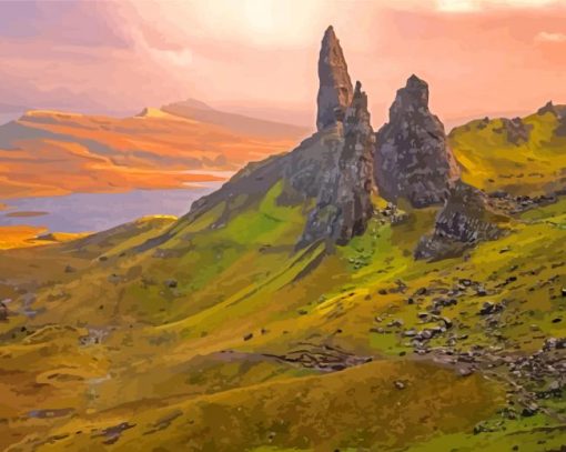 Scottish Highlands Mountains Landscape Paint By Number