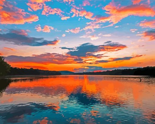 Sunset At Wisconsin Lake Paint By Numbers