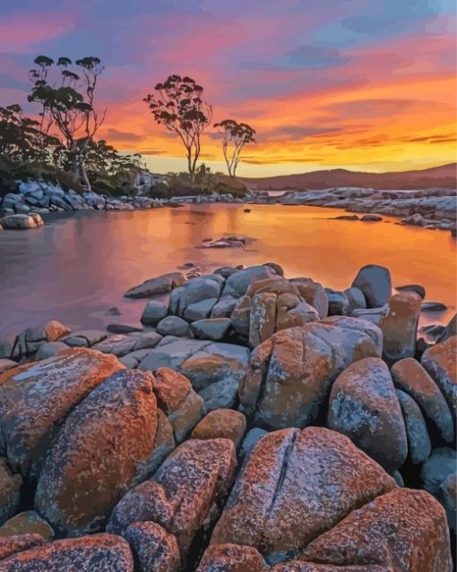 Sunset In Tasmania Paint By Numbers