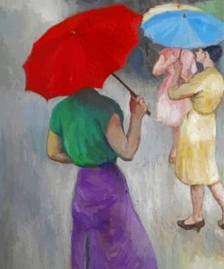 Three Ladies In Rain Art Paint By Number