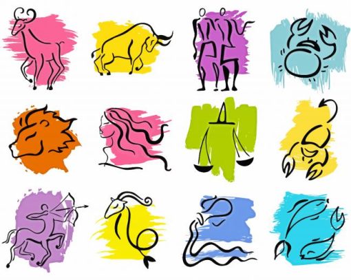 Twelve Zodiac Sign Paint By Number