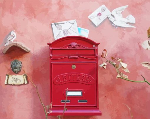 Vintage Red Post Box Paint By Number