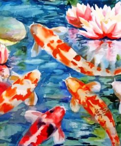 Water Lilies With koi Paint By Numbers