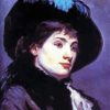 Young Lady Wearing A Hat With A Blue Feather By Marie Bashkirtseff Paint By Numbers