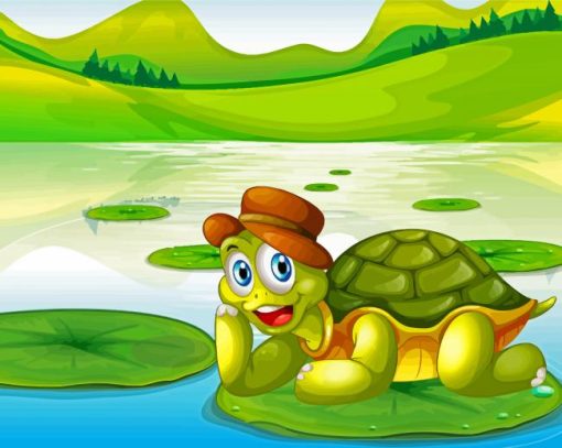 A Happy Turtle Scenery Paint By Number