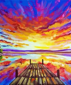 Abstract Docks With Sunset Paint By Numbers