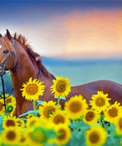 Aesthetic Horse Sunflower Paint By Number