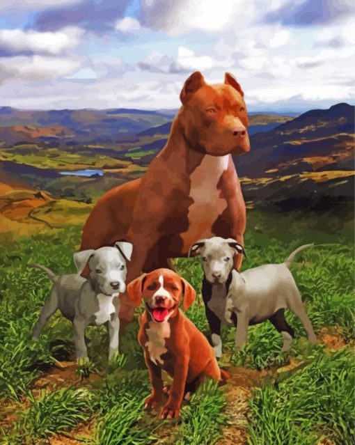 Aesthetic Pit Bull Family Paint By Number