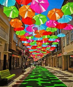 Aesthetic Portugal Umbrellas Paint By Number