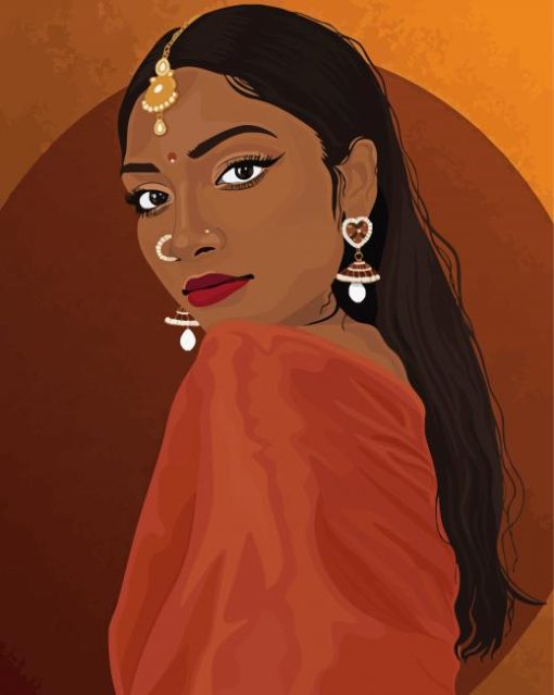 Aesthetic South Asian Lady Paint By Number