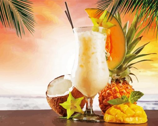 Aesthetic Tropical Drinks Art Paint By Numbers