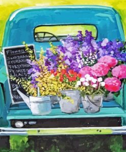 Aesthetic Truck With Flowers Paint By Numbers