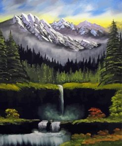 Aesthetic Rocky Mountain Waterfall Art Paint By Number