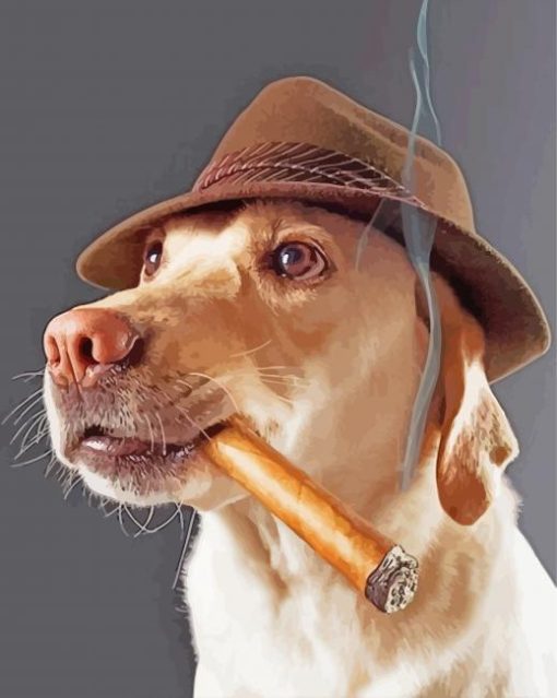 Beautiful Dog With Cigar Paint By Numbers