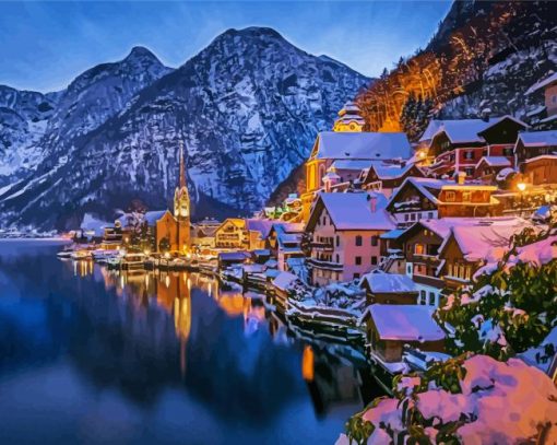 Beautiful Winter Village Paint By Numbers