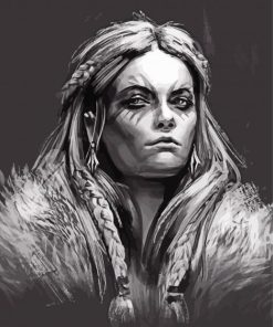 Black And White Norse Girl Paint By Numbers