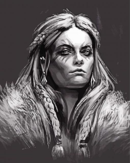 Black And White Norse Girl Paint By Numbers