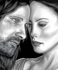 Black And White Arwen And Aragorn Paint By Number