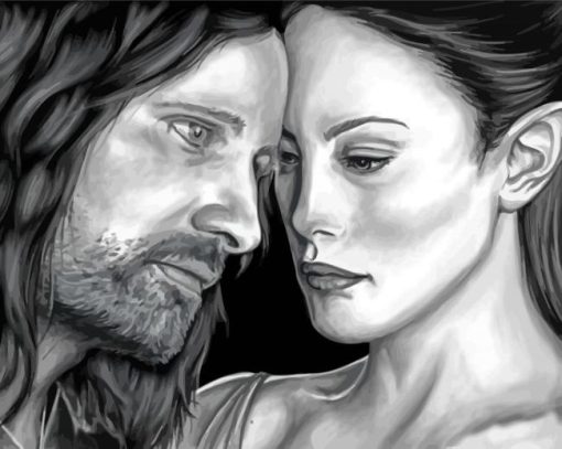 Black And White Arwen And Aragorn Paint By Number