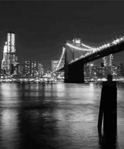 Black And White Bridge Over Water Paint By Numbers