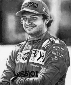 Black And White Carlos Sainz Jr Art Paint By Number