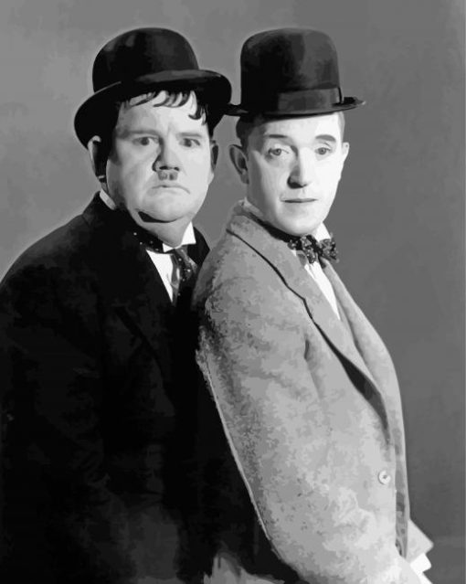 Black And White Stan And Ollie Characters Paint By Numbers