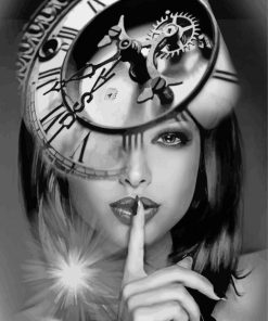 Black And White Woman With Clock Paint By Number