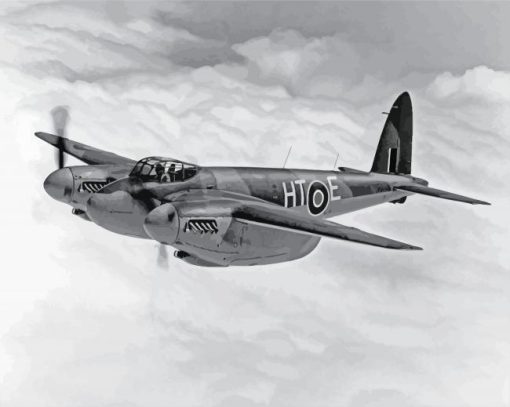 Black And White De Havilland Mosquito Paint By Number