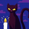 Black Cat And Candle Illustration Paint By Number