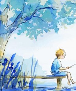 Blue Watercolor Children Paint By Number