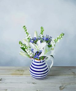 Blue And White Lilies In Jug Paint By Numbers