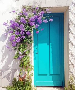 Blue Flower Door Paint By Numbers