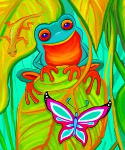 Butterfly With Frog And Gecko Paint By Numbers