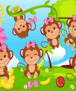 Cartoon Girl Monkey Paint By Numbers