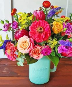 Colorful Flowers Mason Jar Paint By Number