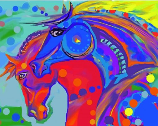 Colorful Tribal Horses Art Paint By Numbers