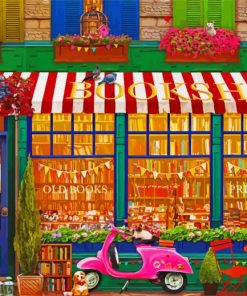 Colorful Vintage Book Shop Paint By Numbers